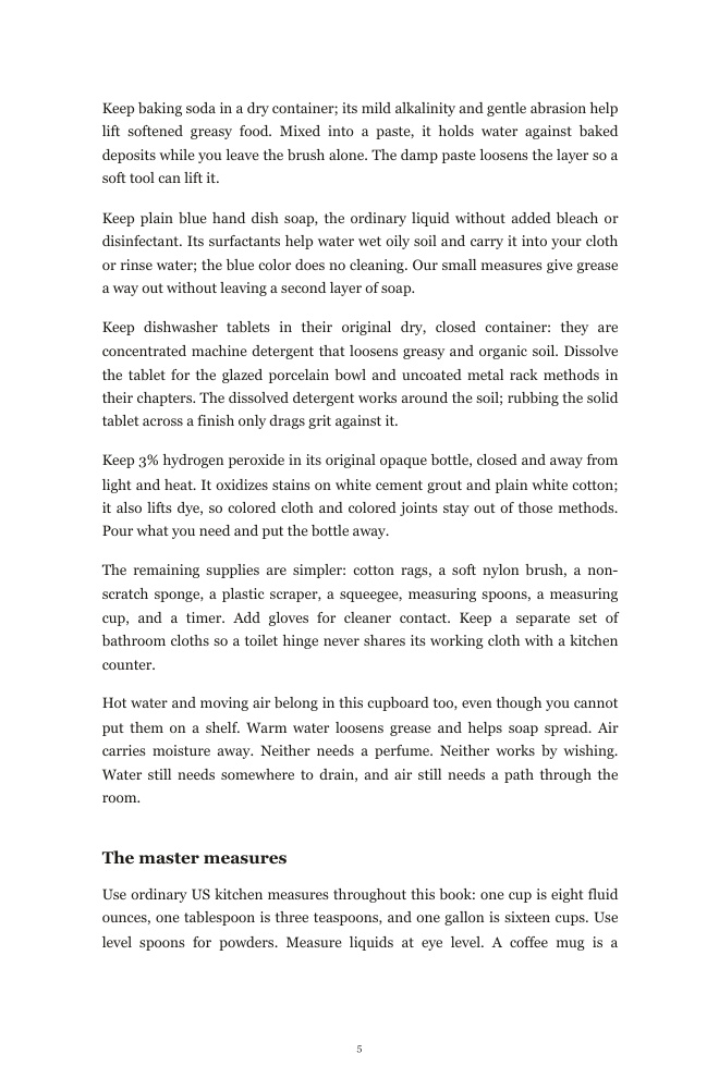 Sample page: the working cupboard and the master measures